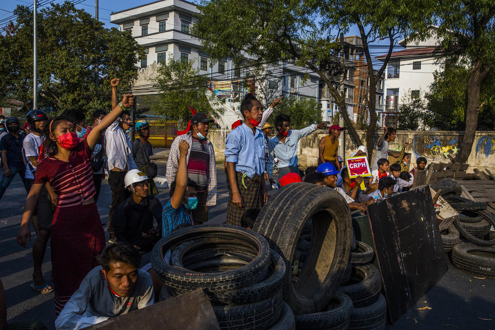 Protesters against the military government in Mandalay, Myanmar, on Feb. 28, 2021. Mandalay, the second-largest city in Myanmar, has been a center of resistance since the coup on Feb. 1. (The New York Times)