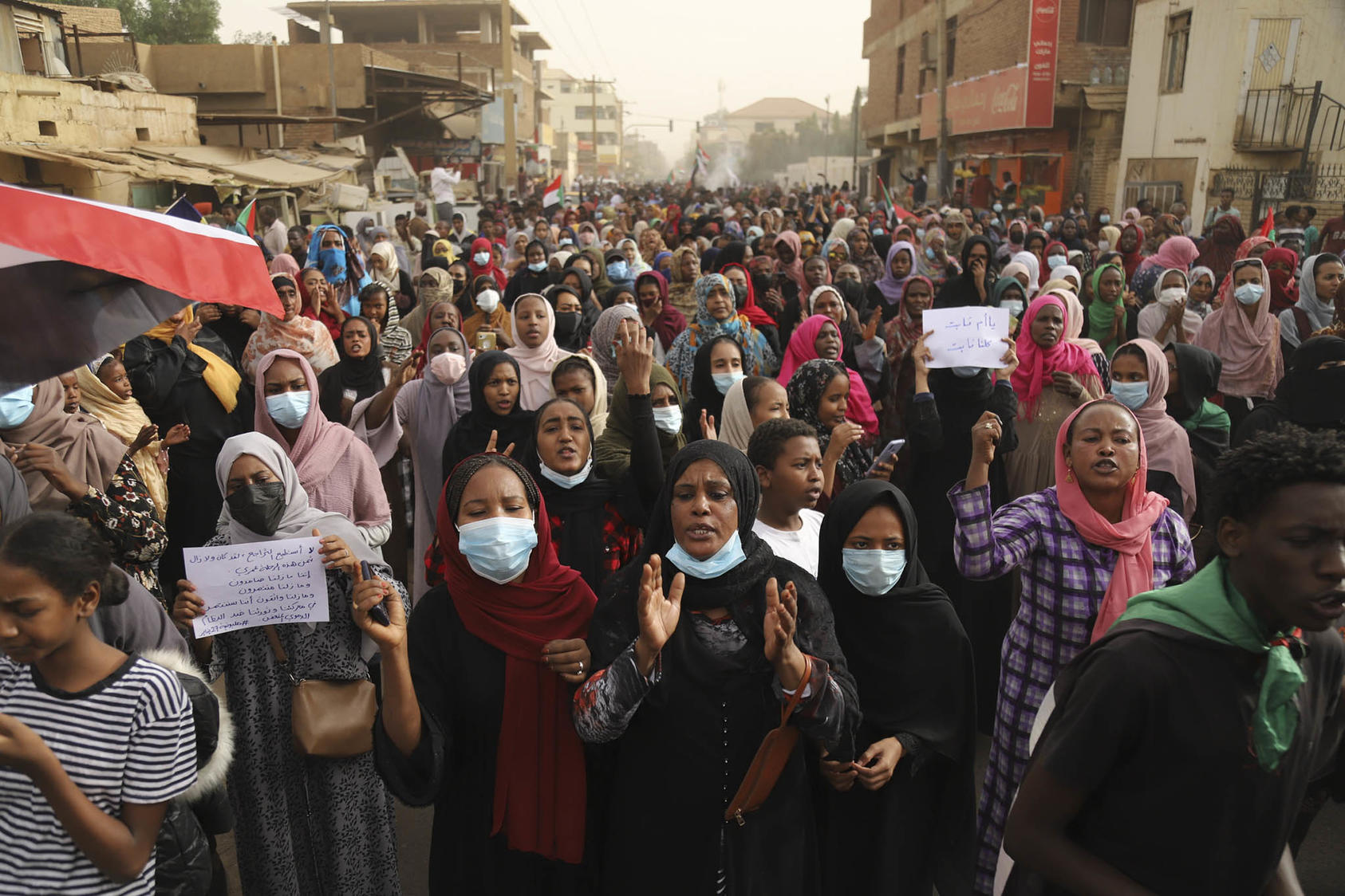 Sudanese in Khartoum protest the killing of a prodemocracy demonstrator in January. Hundreds of “resistance committees” are at the center of organizing continued nonviolent actions demanding civilian rule. (Faiz Abubakar Muhamed/The New York Times)