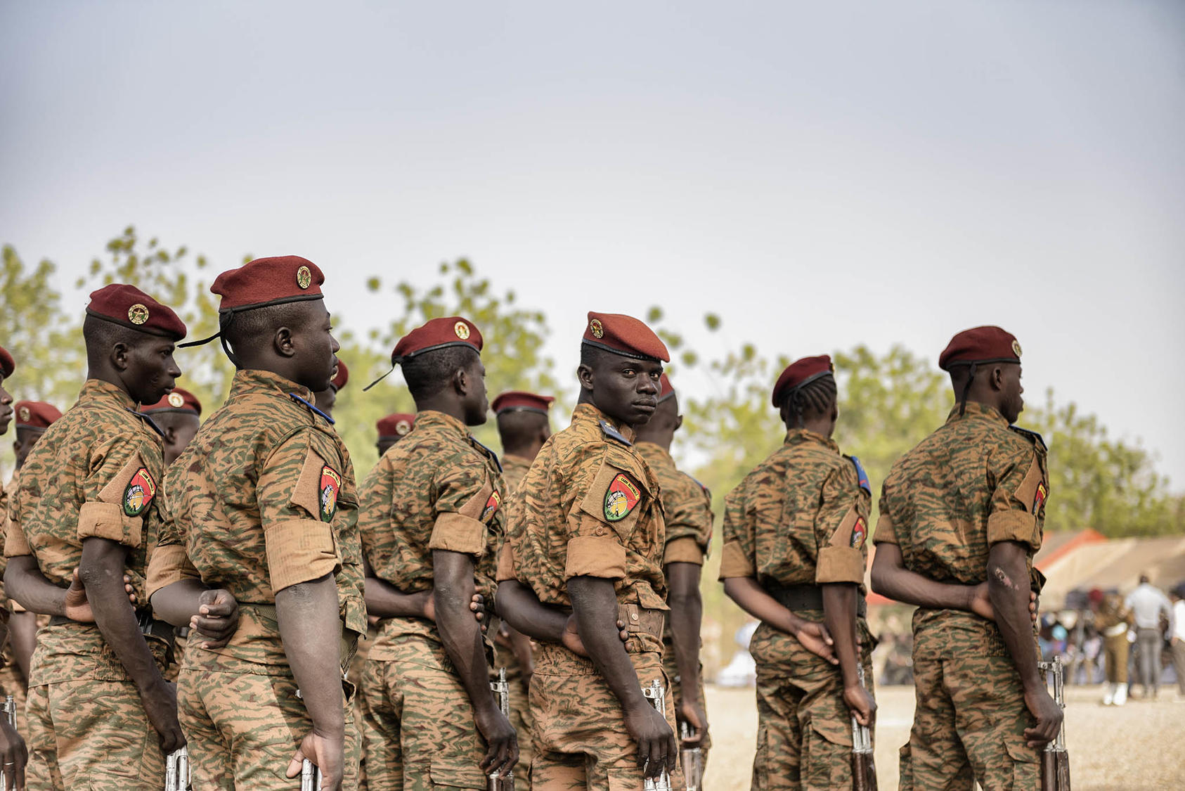 Burkina Faso troops train for their fight against ISIS-affiliated rebels in 2019. Corrupt, authoritarian rule has fueled both the insurgency and army coups—a violent cycle that can be broken with improved governance. (Laetitia Vancon/The New York Times)