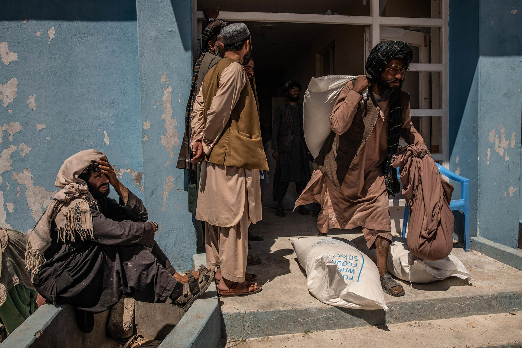 A World Food Program distribution center in Kandahar Province, Afghanistan, on April 3, 2022.  (Bryan Denton/The New York Times)