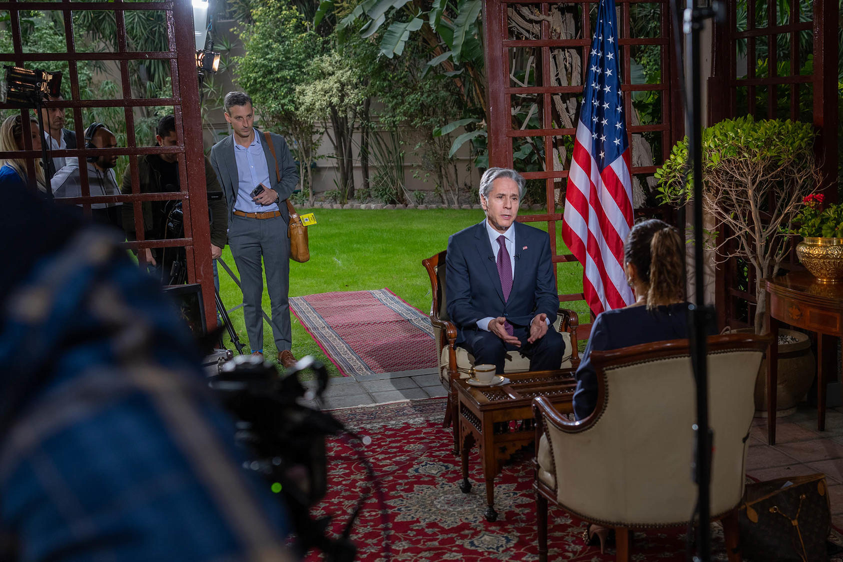 Secretary of State Antony J. Blinken participates in an interview with Al-Arabiya in Cairo, Egypt, on January 29, 2023. (Ron Przysucha/U.S. State Department)