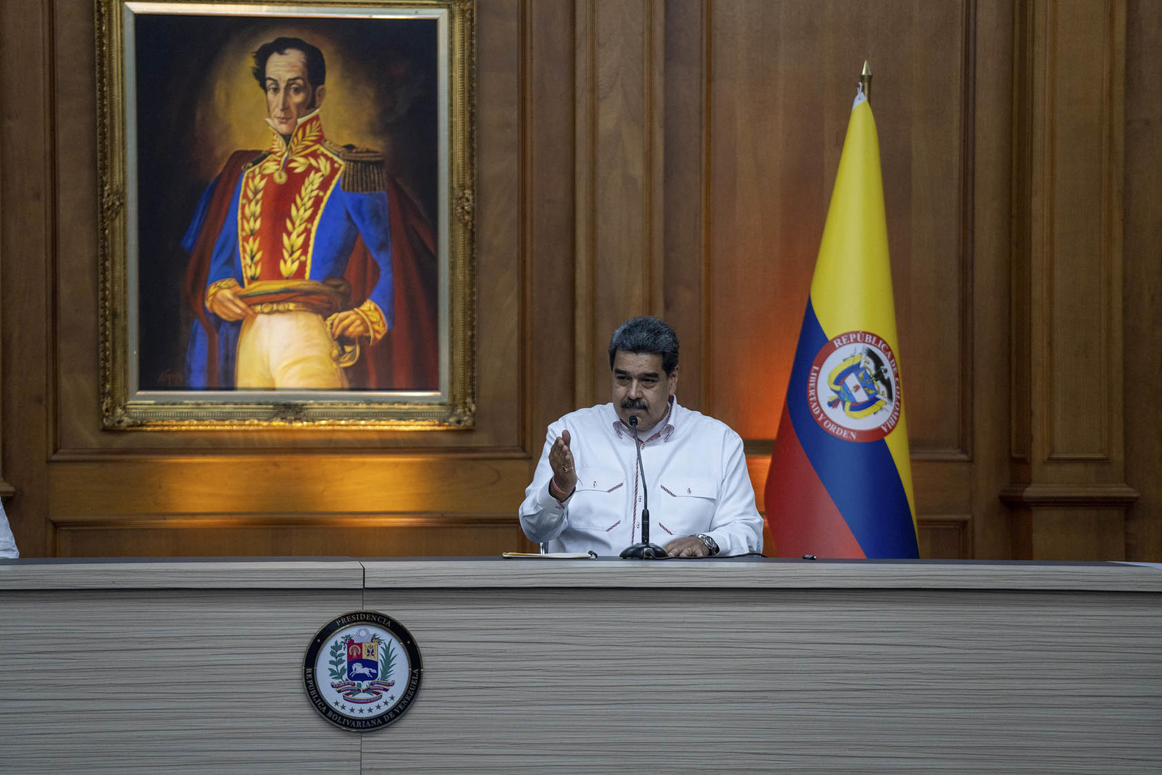 Venezuelan President Nicolas Maduro speaks in the Miraflores Presidential Palace, in Caracas on Nov. 1, 2022. (Federico Rios/The New York Times)