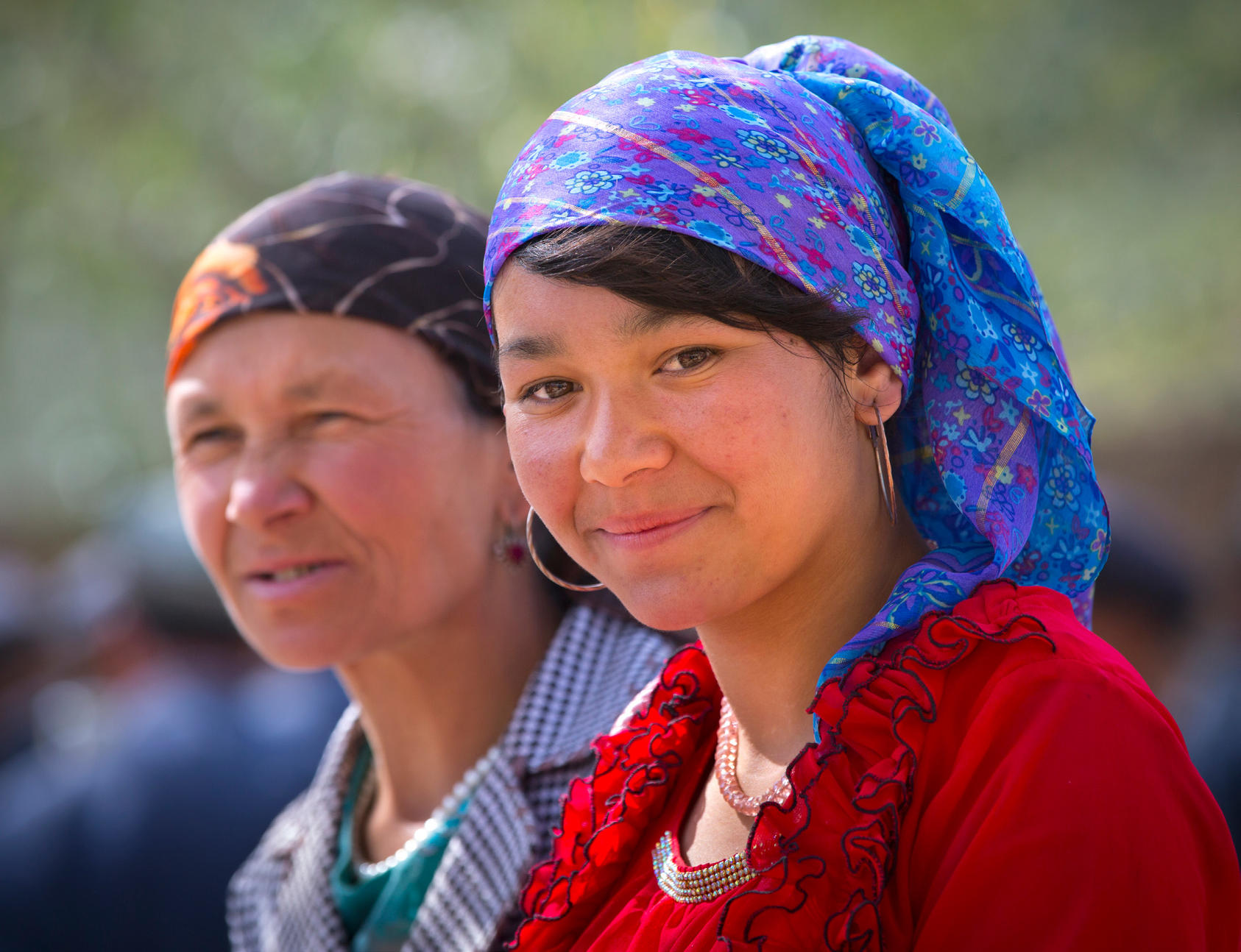 Uyghur women, Opal village market, Xinjiang Uyghur Autonomous Region, China.