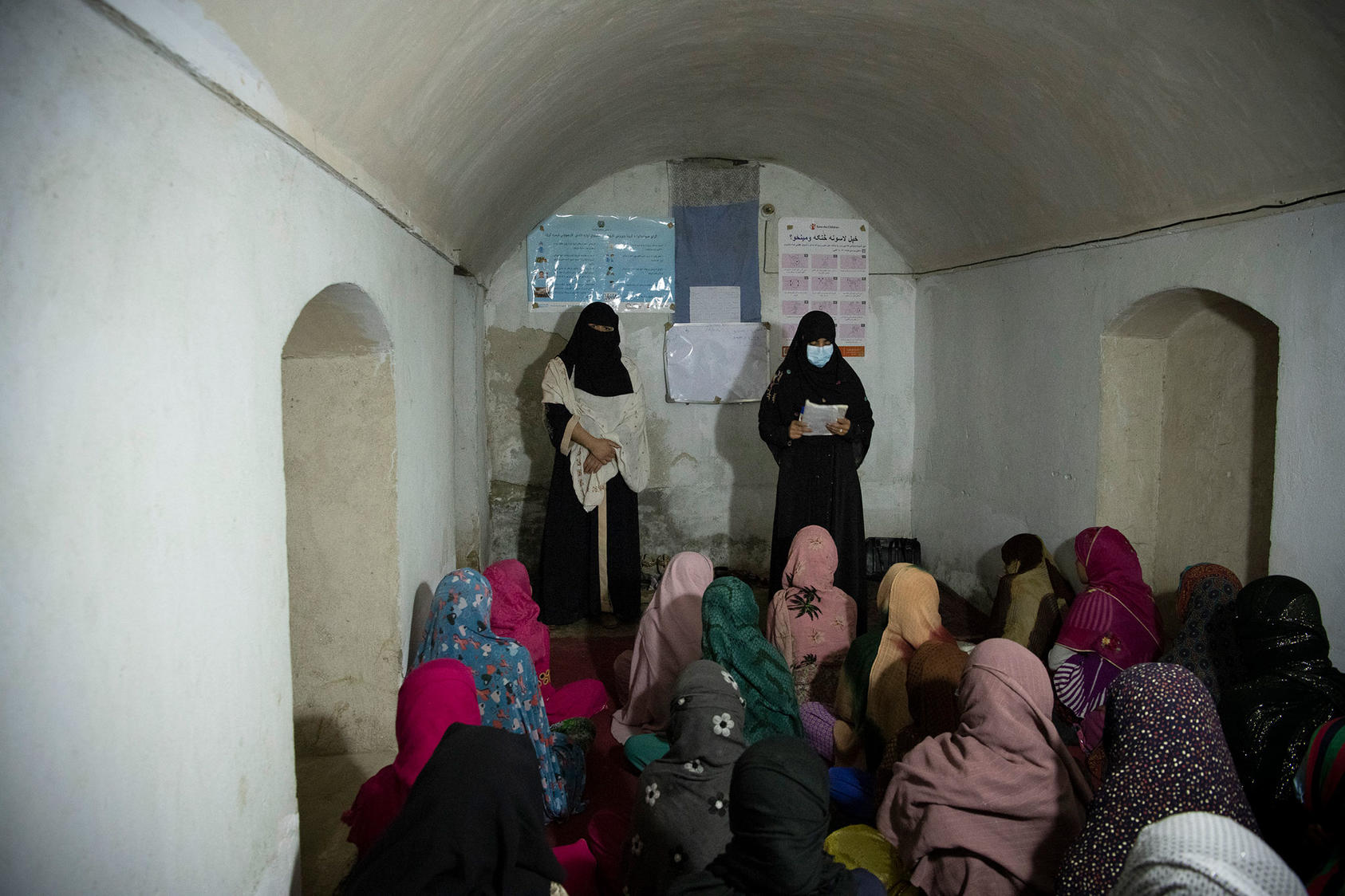 An underground school for girls above the 6th grade in the basement of a family’s house in Kandahar, Afghanistan, Nov. 6, 2022. (Kiana Hayeri/The New York Times)