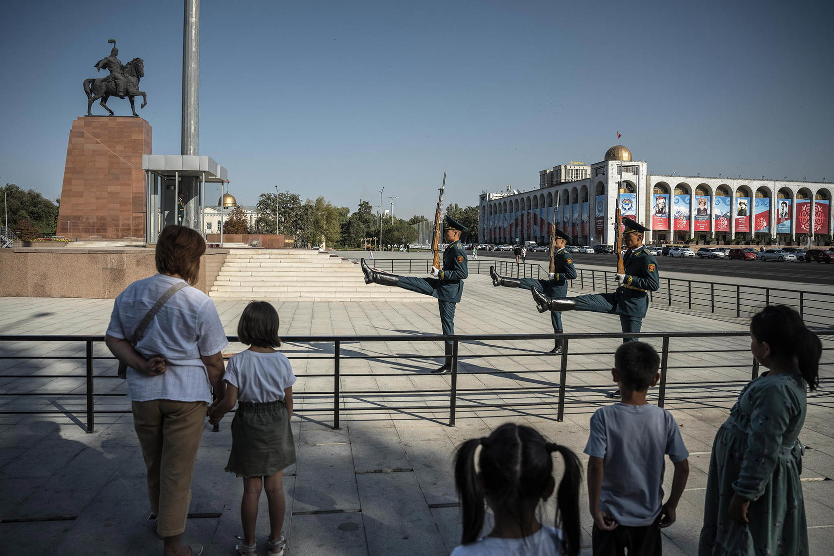 Visitors at Ala Too Square Bishkek, Kyrgyzstan, Sept. 26, 2022. With Russia distracted in Ukraine, Central Asian leaders are looking for a reliable partner to help ensure domestic stability. (Sergey Ponomarev/The New York Times