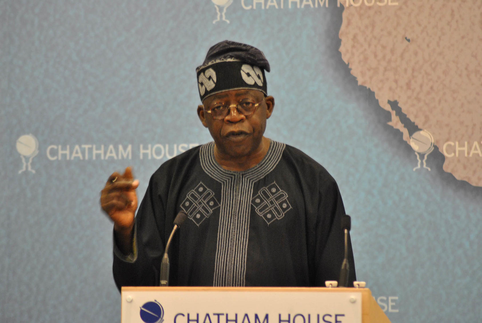 Nigeria’s President Bola Tinubu, shown in a 2011 address in London, chaired a summit of the ECOWAS regional group that reiterated its demand for Niger’s junta to restore that country’s elected civilian president to office. (Chatham House/CC license 2.0) 