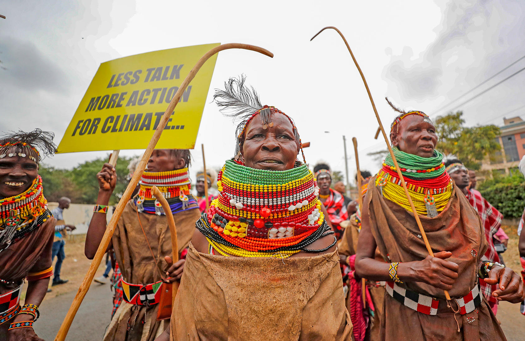 Protesters march to demand action on climate change in Nairobi on September 4, 2023, during the inaugural Africa Climate Summit. (Photo by Brian Inganga/AP)