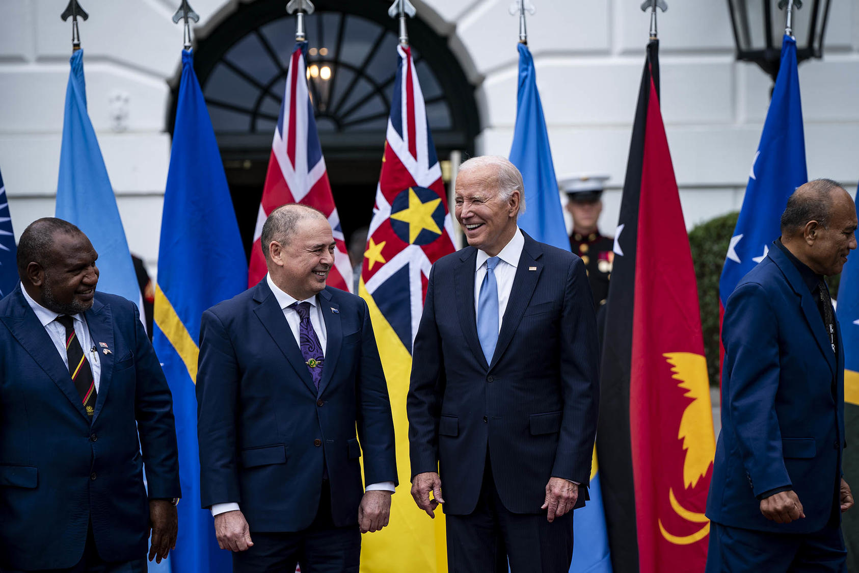 President Joe Biden with Pacific Island leaders as part of the Pacific Islands Forum at the White House. September 25, 2023. (Haiyun Jiang/The New York Times)