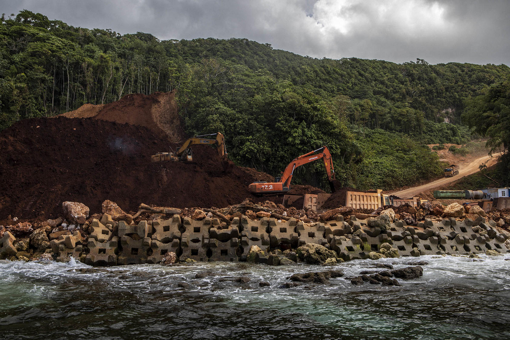 Bintan Mining’s bauxite operation on Rennell Island in the Solomon Islands. March 21, 2019. (David Maurice Smith/The New York Times)