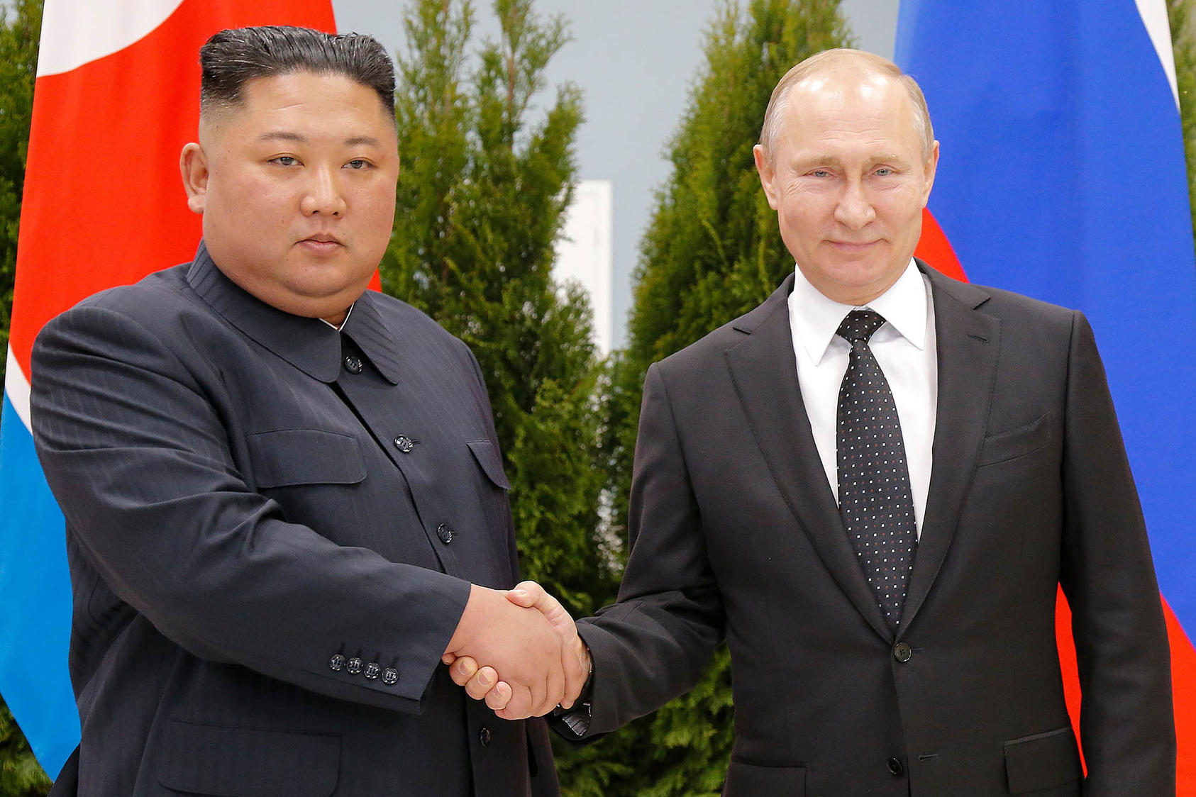 Russian President Vladimir Putin, right, and North Korea’s leader, Kim Jong Un, met in Vladivostok, Russia, April 25, 2019. (Alexander Zemlianichenko/Pool via The New York Times)