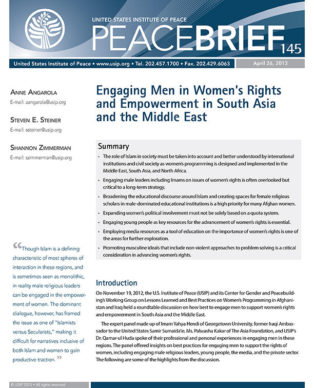 Engaging Men in Women’s Rights and Empowerment in South Asia and the Middle East