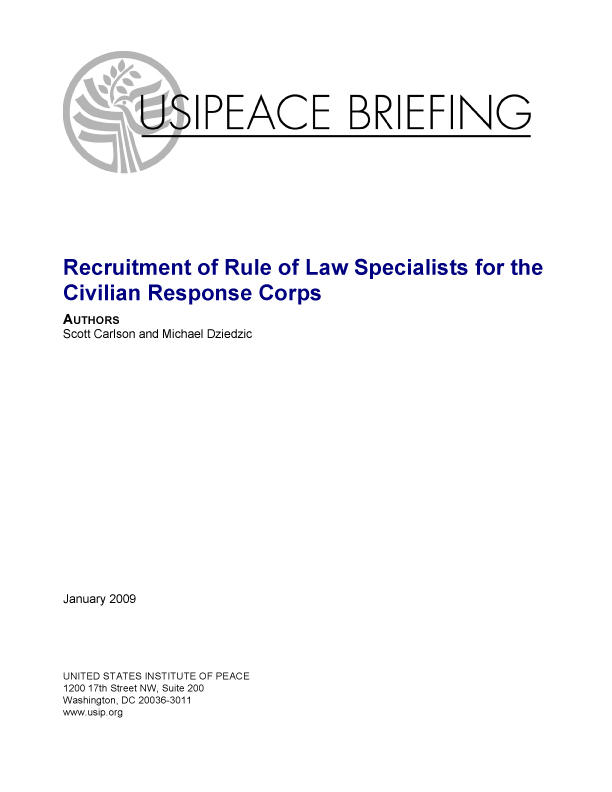 Recruitment of Rule of Law Specialists for the Civilian Response Corps
