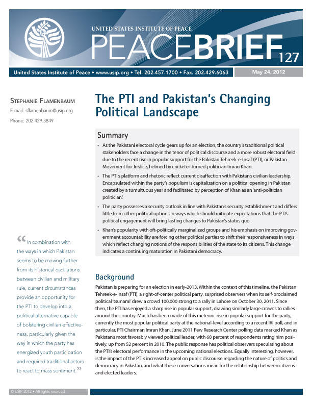 Peace Brief: The PTI and Pakistan’s Changing Political Landscape
