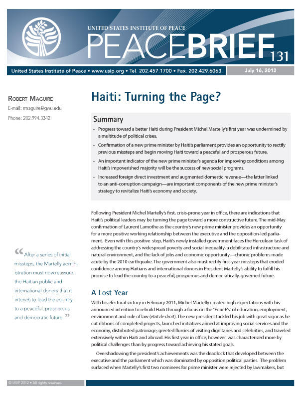 Peace Brief: Haiti: Turning the Page?