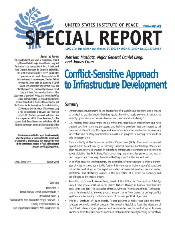 Special Report: Conflict-Sensitive Approach to Infrastructure Development