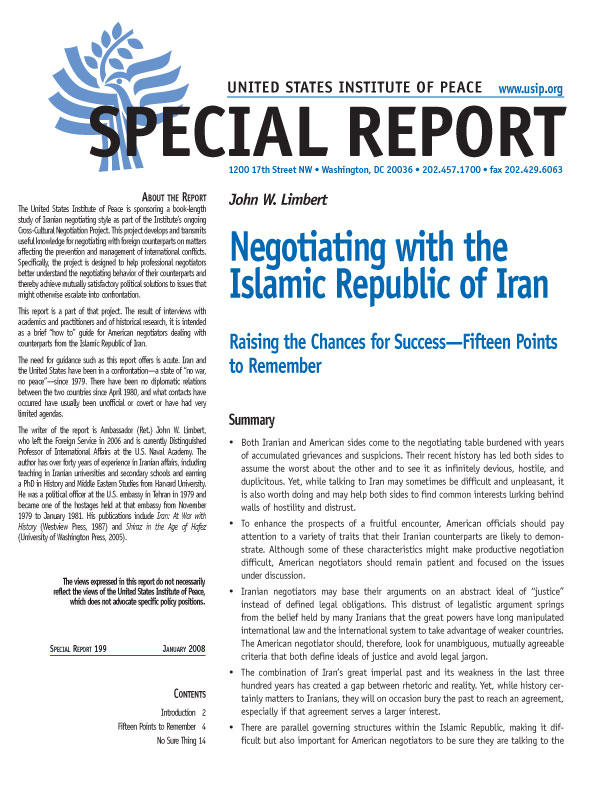 Special Report: Negotiating with the Islamic Republic of Iran