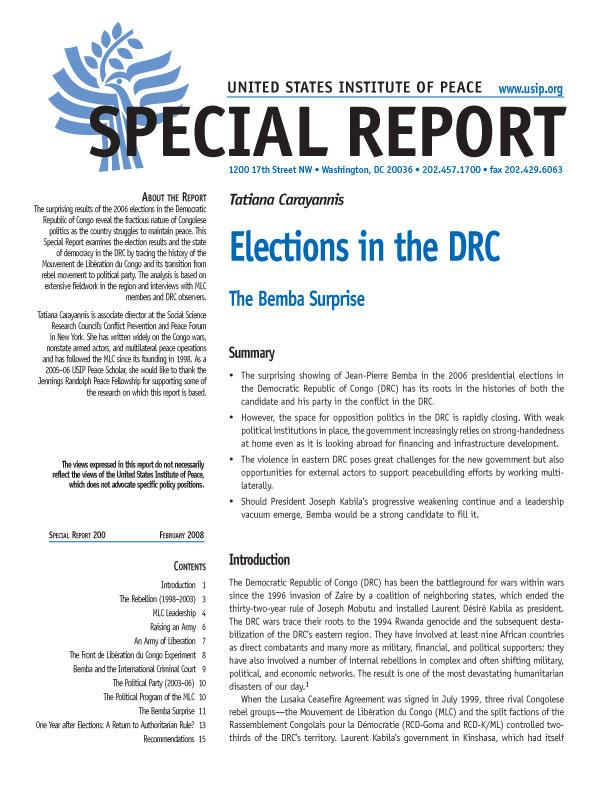 Special Report: Elections in the DRC: The Bemba Surprise