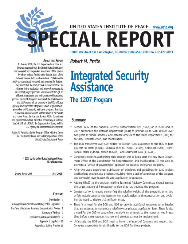 Special Report: Integrated Security Assistance: The 1207 Program