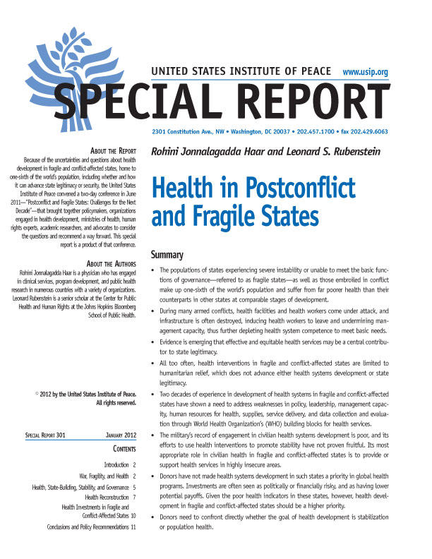 Special Report: Health in Post-Conflict and Fragile States