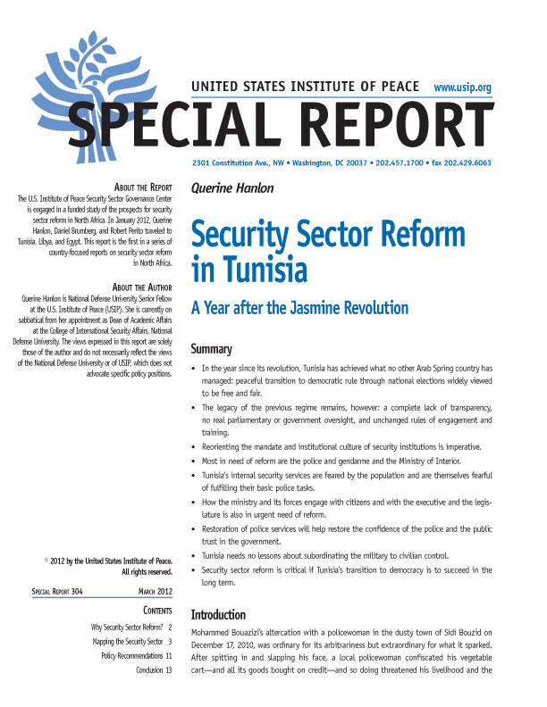 Special Report: Security Sector Reform in Tunisia