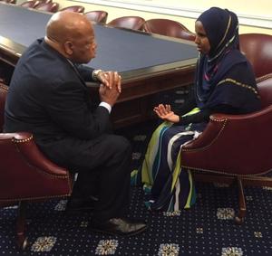 Rep. Lewis with Khadija Isse Fara’Adde, one of USIP's Mandela Washington Fellows, in 2015.