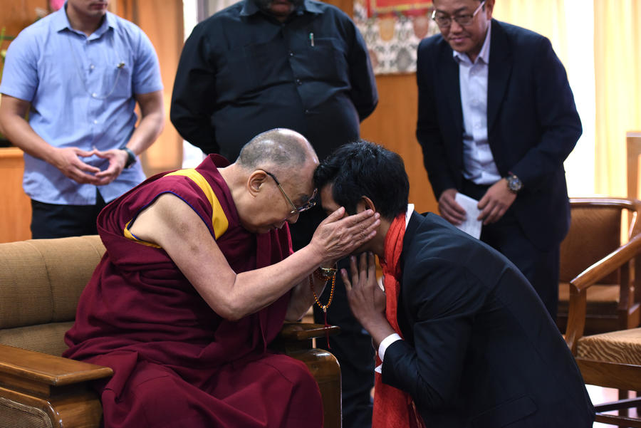 His Holiness the Dalai Lama with Tin, who promotes human rights and development in Myanmar
