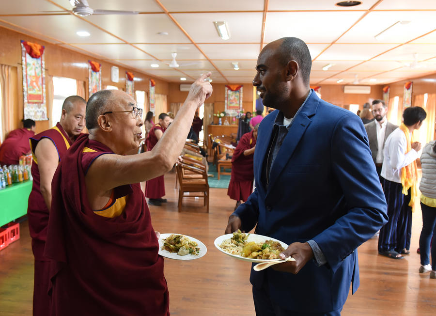 His Holiness the Dalai Lama here with Nagi, who has led peace movements in Sudan