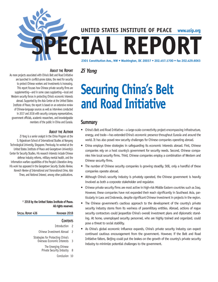 Securing China’s Belt and Road Initiative report cover