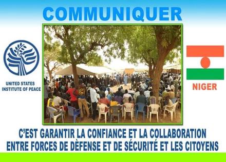 A social media post for the Justice and Security Dialogue in Niamey V encourages residents to join in local meetings to advance “confidence and collaboration” between security forces and citizens.