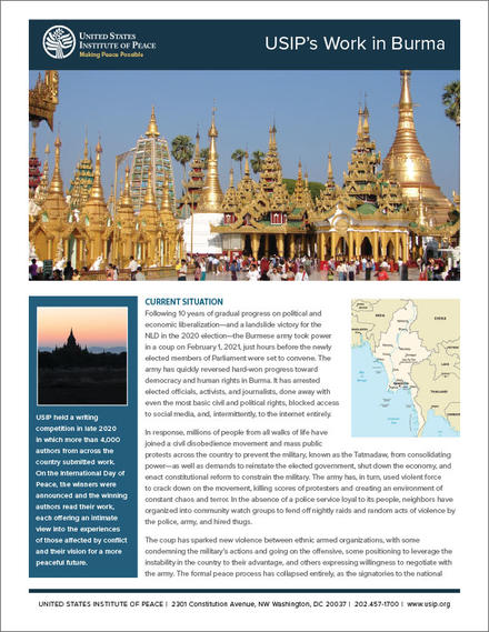 The Current Situation in Burma fact sheet cover