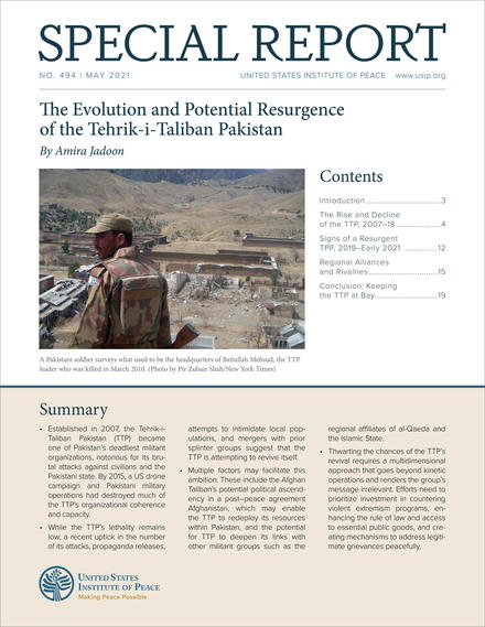 Cover of SR 494 The Evolution and Potential Resurgence of the Tehrik i Taliban Pakistan
