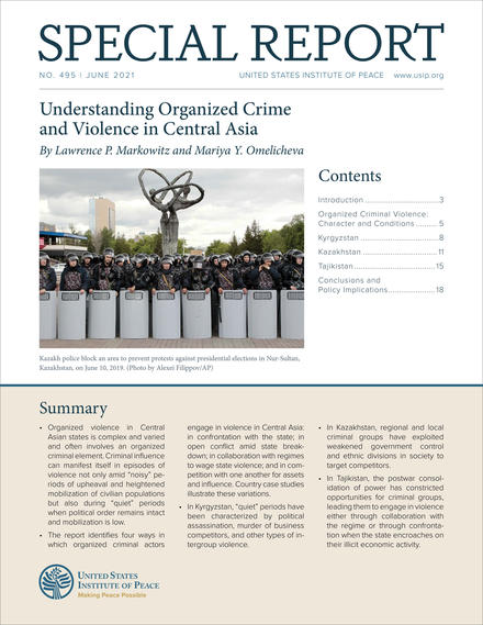 Cover of Re: SR 495: Understanding Organized Crime and Violence in Central Asia Special Report