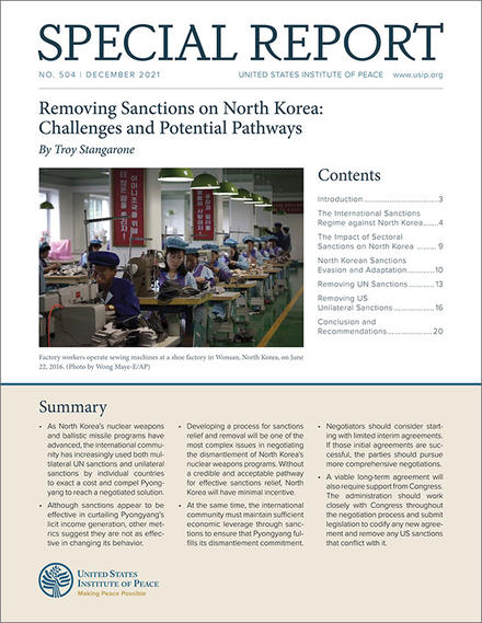 cover for the report: Removing Sanctions on North Korea: Challenges and Potential Pathways