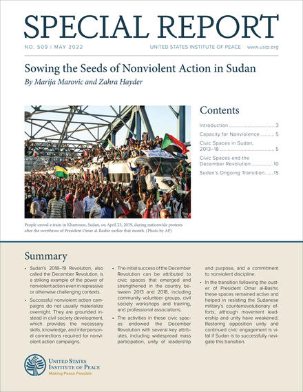 Sowing the Seeds of Nonviolent Action in Sudan report cover