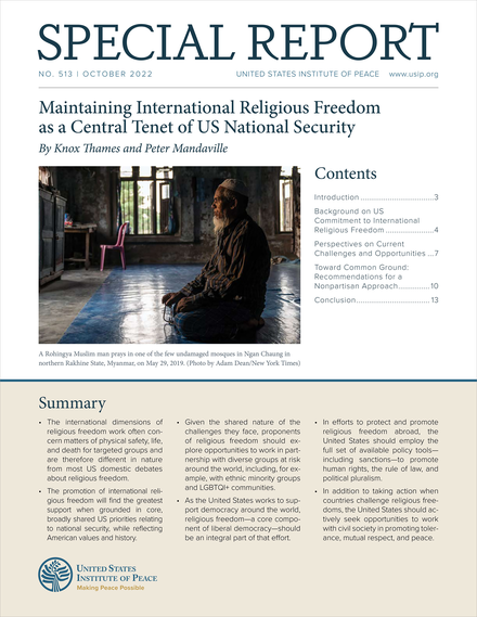 Maintaining International Religious Freedom as a Central Tenet of US National Security Report Cover