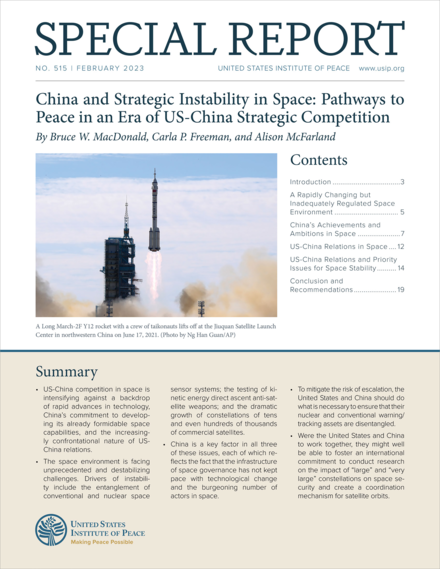 China and Strategic Instability in Space: Pathways to Peace in an Era of US-China Strategic Competition Report Cover
