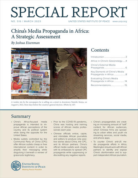 China’s Media Propaganda in Africa: A Strategic Assessment report cover