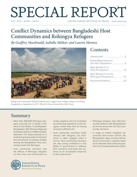 Conflict Dynamics between Bangladeshi Host Communities and Rohingya Refugees report cover