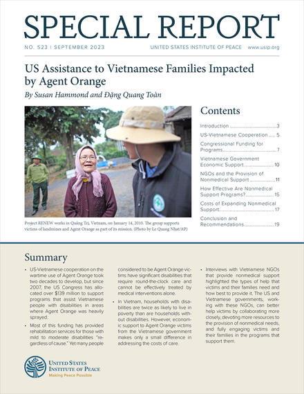 US Assistance to Vietnamese Families Impacted by Agent Orange report cover