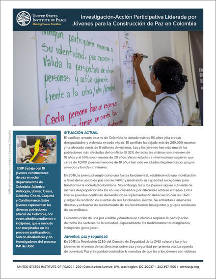 Portada de “Investigación-Acción Participativa Liderada por Jóvenes para la Construcción de Paz en Colombia”