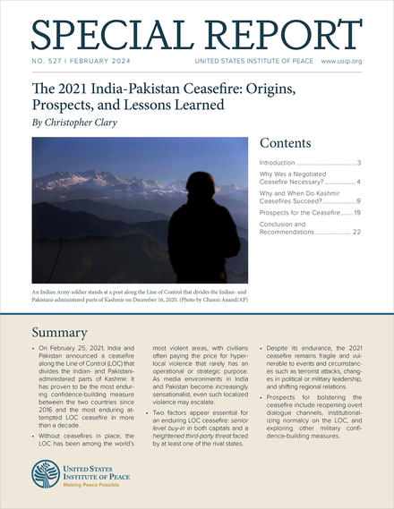 The 2021 India-Pakistan Ceasefire: Origins, Prospects, and Lessons Learned report cover