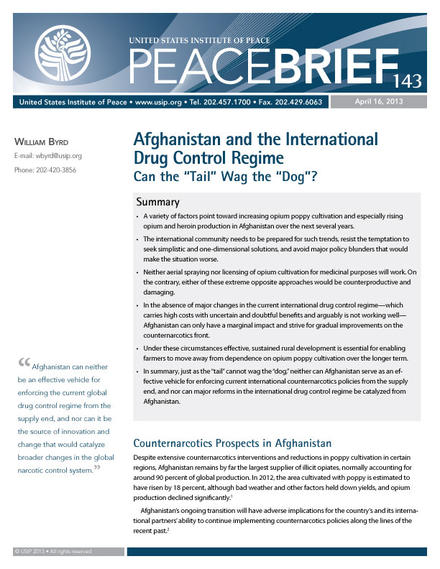 Peace Brief: Afghanistan and the International Drug Control Regime