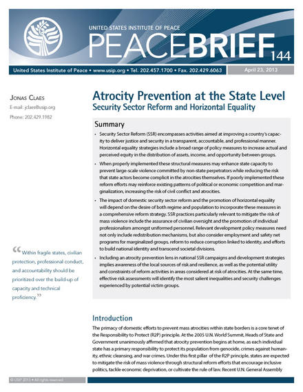 Peace Brief: Atrocity Prevention at the State Level