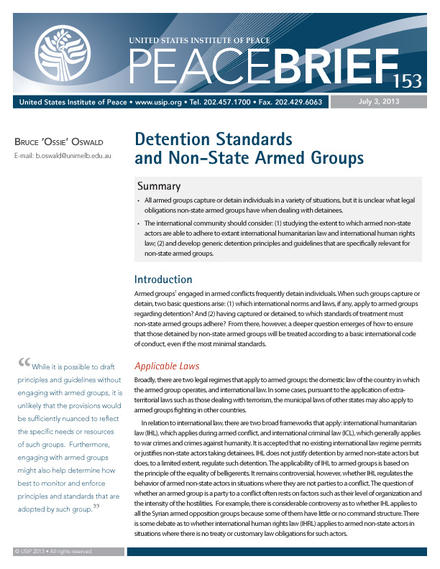 Detention Standards and Non-State Armed Groups