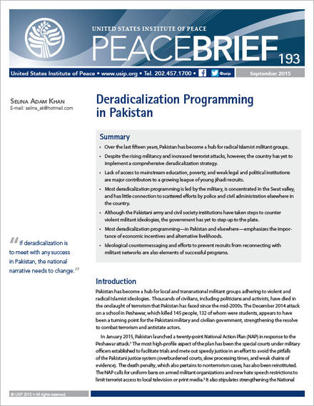 PeaceBrief: Deradicalization Programming in Pakistan