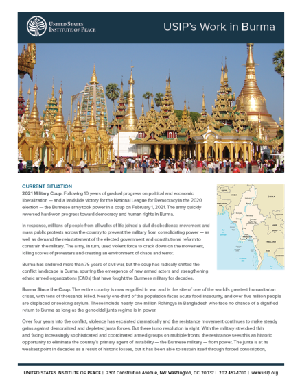 The Current Situation in Burma fact sheet cover