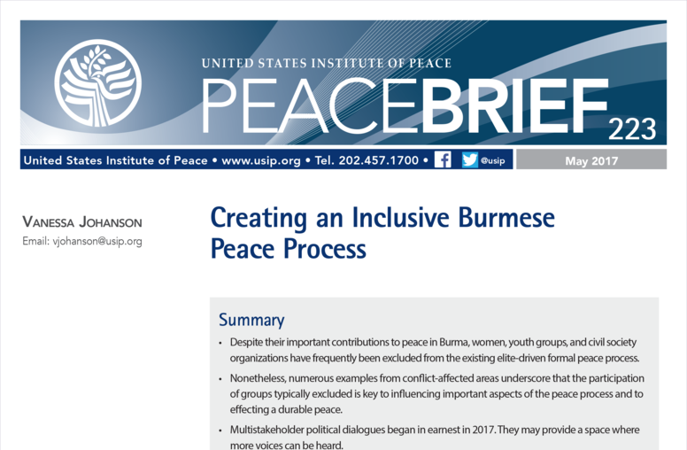 Creating an Inclusive Burmese Peace Process