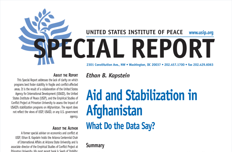 Aid and Stabilization in Afghanistan
