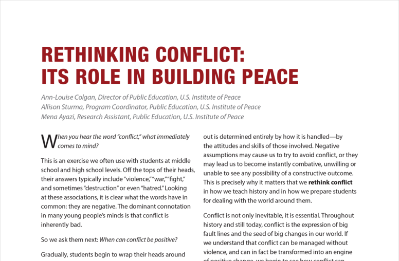 Rethinking Conflict: Its Role in Building Peace