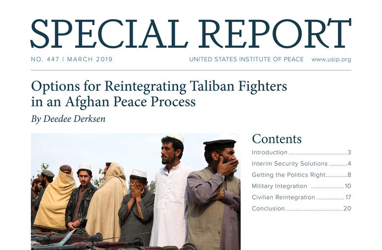 Options for Reintegrating Taliban Fighters in an Afghan Peace Process report cover